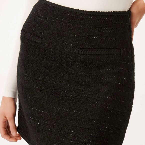 Black Tweed Mini Skirt Black Size 0 - Picture 2 of 5